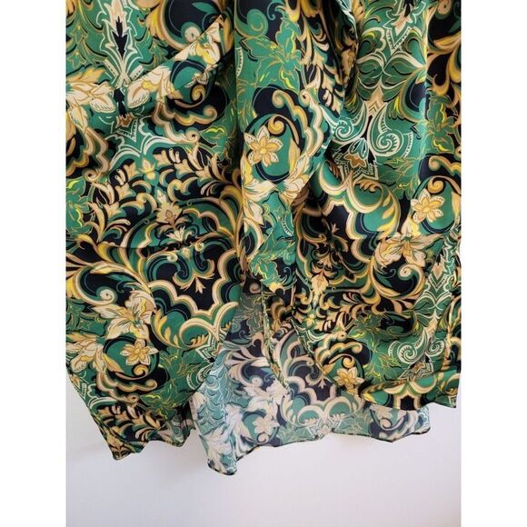 City Chic Plus Size XL 22 Drapey Tulip Faux Wrap Skirt/Silky/Green-Golden - Picture 11 of 12